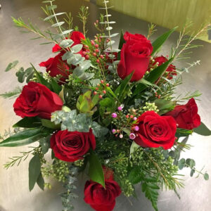 Dozen Roses with filler and greenery